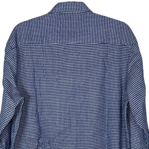 Vintage Casual Button Down Shirt, Plaid Button Front Mens Sz Large Blue White - Picture 4 of 6